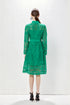 Runway Fashion Exquisite Hollow Out Crochet Lace, Stand Collar, Belted Party, Cocktail, Festive Midi Dress (Green)